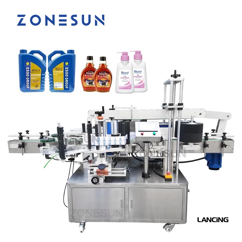 Compact wrap-around labeler for hexagonal jars and bottles